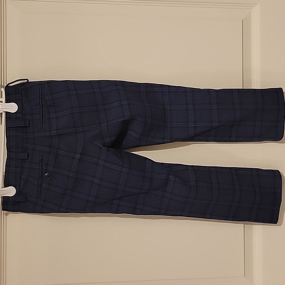 6Y Next Navy Blue Check Print Skinny Fit Dress Pants - Picture 7 of 8